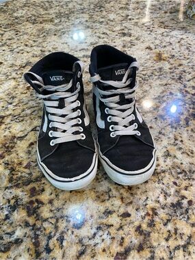 Vans Kids Black and White Mid-Top Sneakers